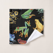 黒いカエル バスタオルセット (ウォッシュタオル)