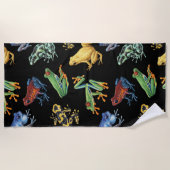 黒いカエル ビーチタオル (正面)