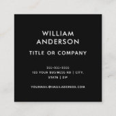 黒いカスタムのロゴ，エレガント正方形，プロフェッショナル   スクエア名刺 (裏面)