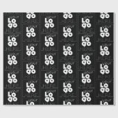 黒いカスタムギフトに会社の白いロゴパターン ラッピングペーパー (フラット)