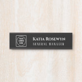 黒いカスタムロゴ | Officeパーソナライズされたのドアの看板 サインプレート (正面)