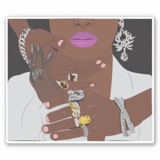 黒いカップルは金ゴールドと銀黒の愛を着て シール (正面)