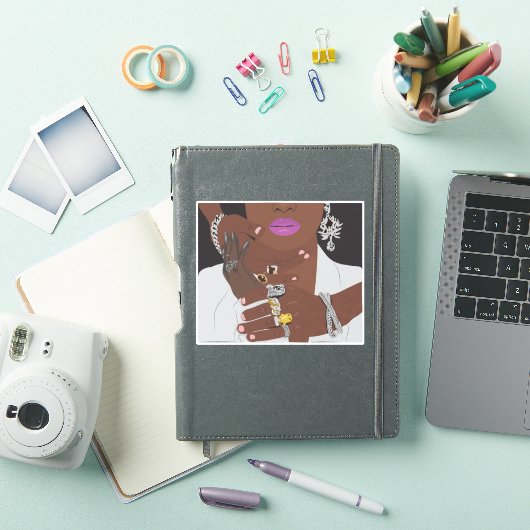 黒いカップルは金ゴールドと銀黒の愛を着て シール (iPadカバー)