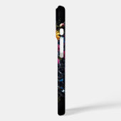 黒いカバーの花柄ドクロ Case-Mate iPhoneケース (裏面 / 左)