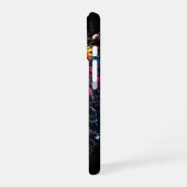 黒いカバーの花柄ドクロ iPhone 16ケース (左側面)