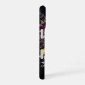 黒いカバーの花柄ドクロ iPhone 16ケース (右側面)