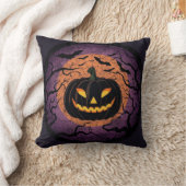 黒いカボチャのハロウィンピロー クッション (ブランケット)