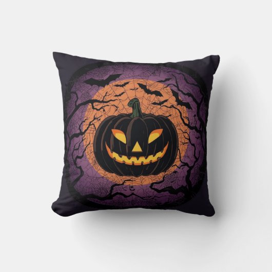 黒いカボチャのハロウィンピロー クッション (正面)