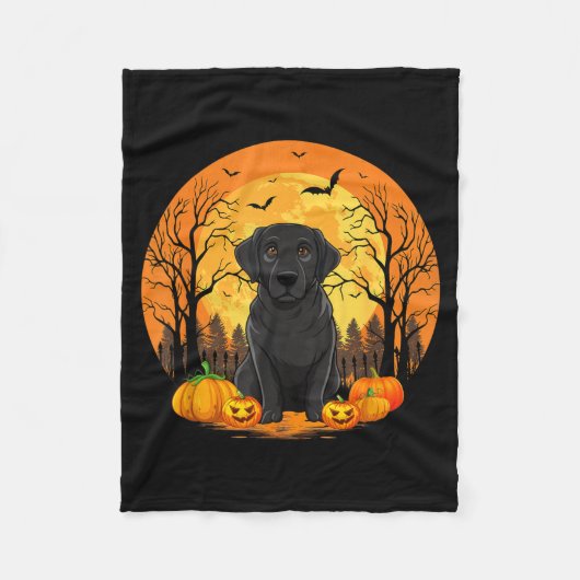 黒いカボチャのハロウィン仮装が面白い フリースブランケット (正面)
