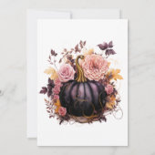 黒いカボチャの花の秋に恋をするベイビーシャワー 招待状 (裏面)