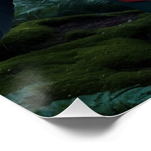 黒いカラスとトーテムポール野生生物アート ポスター (コーナー)