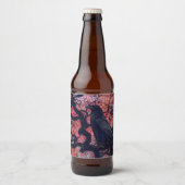 黒いカラスとニャーリ日本のカエデの木 ビールラベル (正面)