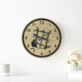 黒いカラスとフェンス – 丸い壁時計 ラージ壁時計 (ホーム)