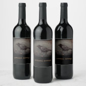 黒いカラスと実 ワインラベル (ボトル)