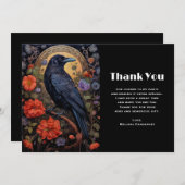 黒いカラスと花ゴシックデザインありがとう サンキューカード (正面/裏面)