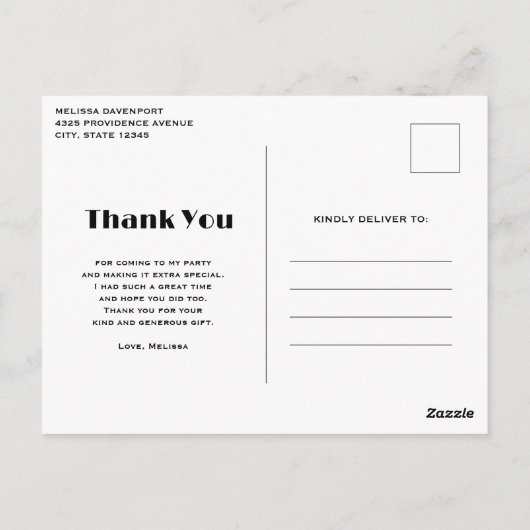 黒いカラスと花ゴシックデザインありがとう ポストカード (裏面)