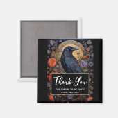 黒いカラスと花ゴシックデザインありがとう マグネット (正面/裏面)