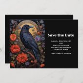 黒いカラスと花ゴシックデザイン結婚ズ セーブザデート (正面/裏面)