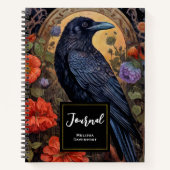 黒いカラスと花ゴシックデザイン ノートブック (正面)