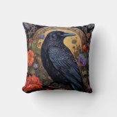黒いカラスのダークゴシック クッション (正面)