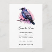 黒いカラスの枝のイラスト ウェディング 案内ポストカード (正面)