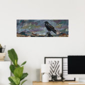 黒いカラスの油絵 ゴシック自然 ポスター (ホームオフィス)
