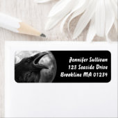 黒いカラスの満月ハロウィンゴシックの鳥の戻り ラベル (インサイチュ)