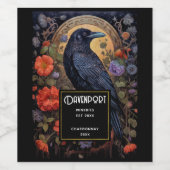 黒いカラスの濃いゴシック風ワイン作り ワインラベル (シングルラベル)