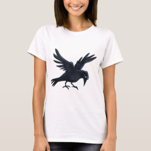 黒いカラスの絵画- Tシャツ
