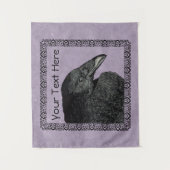 黒いカラスの華美頭縁ど縁どを紫に タペストリー (正面)