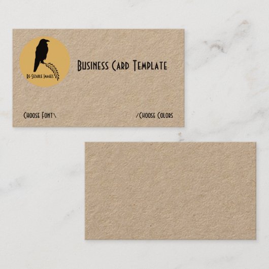 黒いカラスの鳥の名刺 名刺 (正面/裏面)