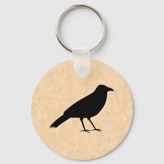 黒いカラスの鳥の羊毛のパターン。 キーホルダー (正面)
