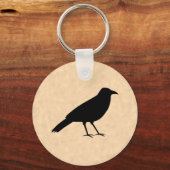 黒いカラスの鳥の羊毛のパターン。 キーホルダー (正面)