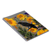 黒いカラス及びヒマワリの芸術 ノートブック (右側)