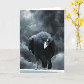 黒いカラス カード (黄色い花)