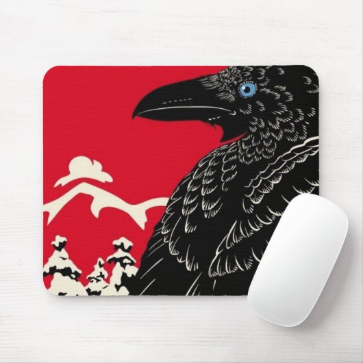 黒いカラス マウスパッド (マウス)