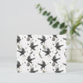 黒いカラス、月と野生の植物ウィッチクラフト ポストカード (スタンド正面)