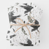 黒いカラス、月と野生の植物ウィッチクラフト ラッピングペーパーシート (インサイチュ)