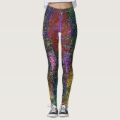 黒いカラフルのザラザラしたテクスチ絵を描ャ レギンス (正面)