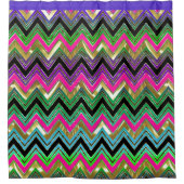 黒いカラフルの光沢のあるシボストライプロン シャワーカーテン (正面)