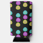 黒いカラフルイースターの装飾卵 スリム缶クーラー (正面)