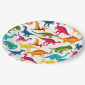 黒いカラフルキャンバスに恐竜の混合物 ペーパープレート (アングル)