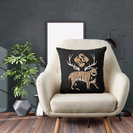 黒いカラフル上に可愛いアニマルタモダンガー クッション