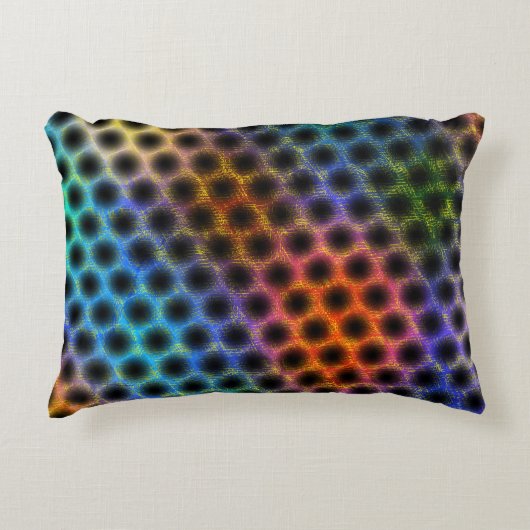 黒いカラフル水玉模様で黄色がかった。 アクセントクッション (正面)