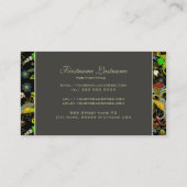 黒いカラフル背景に抽象芸術のピーコック 名刺 (裏面)