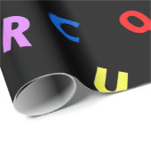 黒いカラフル背景のアルファベット ラッピングペーパー (ロールコーナー)