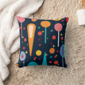 黒いカラフル背景の図形と星 クッション (ブランケット)