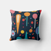 黒いカラフル背景の図形と星 クッション (裏面)
