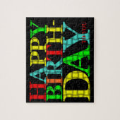 黒いカラフル背景を持つハッピーバースデー文字 ジグソーパズル (縦)