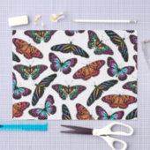 黒いカラフル蝶の水彩模様 薄葉紙 (クラフト)